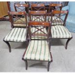 SET OF 6 MAHOGANY CHAIRS WITH BRASS INLAY & SABRE LEGS Condition Report: Fames seem