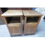 PAIR EARLY 20TH CENTURY CONTINENTAL BEDSIDE CABINETS WITH PANEL DOOR ON CABRIOLE SUPPORTS