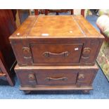 LEATHER SUITCASE STYLE CHEST OF 2 DRAWERS