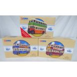 THREE CORGI MODEL BUSES INCLUDING 97871 - KARRIER W UTILITY TROLLEYBUS,