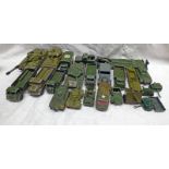 SELECTION OF PLAYWORN DINKY TOY MILITARY VEHICLES INCLUDING 10 TON ARMY TRUCK, VOLKSWAGEN KDF,