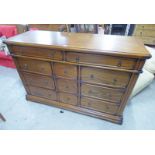 MAHOGANY MULTI DRAWER CHEST WITH 2 LONG OVER 6 SHORT AND 3 SQUARE DRAWERS WIDTH 152 CM,