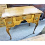 19TH CENTURY OAK SIDE TABLE WITH FALSE DRAWERS ON QUEEN ANNE SUPPORTS