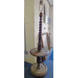 EARLY 20TH CENTURY STANDARD LAMP WITH BARLEY TWIST COLUMN & CARVED DECORATION
