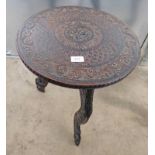 ORIENTAL CARVED POT STAND WITH SHAPED SUPPORTS