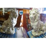 LATE 20TH / EARLY 21ST CENTURY COMPRESSED STONE LIONS APPROX 315CM TALL