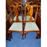 SET OF FOUR MAHOGANY DINING CHAIRS ON QUEEN ANNE SUPPORTS