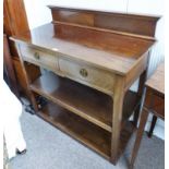 EARLY 20TH CENTURY MAHOGANY SERVING TABLE WITH 2 DRAWERS & UNDER SHELVES