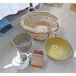 BRASS JELLY PAN, WICKER BASKET,