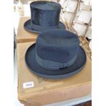 BEST LONDON TOP HAT & A SCOTTS BOWLER HAT -2- Condition Report: Ear to ear is 15.