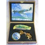 SPITFIRE FOLDING KNIFE AND POCKET WATCH IN FITTED CASE