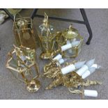 SELECTION OF GILT METAL AND BRASS WALL LIGHTS & OTHERS
