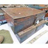 PAIR OF WOODEN BOXES WITH METAL MOUNTS -2-