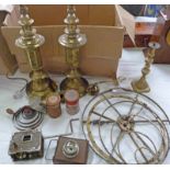 PAIR OF BRASS LAMPS, BRITISH EVERREADY SPECIALITIES LAMP,