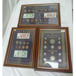 THREE FRAMED COIN SETS FOR WALL DISPLAY INCLUDING THE ROYAL STERLING COLLECTION