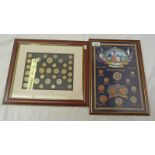 TWO FRAMED COIN SETS INCLUDING BRITISH AND SPANISH COINS