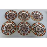 SET OF 6 ROYAL CROWN DERBY IMARI PATTERN PLATES - 21 CM DIAMETER