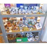 LARGE SELECTION OF BLUE & WHITE DELFT WARE, WADE FIGURES,