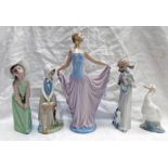 2 LLADRO FIGURES, NAO GOOSE & 2 OTHERS,