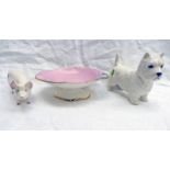 BESWICK CHAMPION BOY PIG, BESWICK WEST HIGHLAND TERRIER & ROYAL WINTON HAND PAINTED DISH SIGNED N.