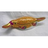 AUSTRALIAN COLLECTION ROYAL CROWN DERBY IMARI PAPERWEIGHT - DUCK BILLED PLATYPUS WITH GOLD STOPPER