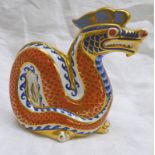 ROYAL CROWN DERBY IMARI PAPERWEIGHT - CHINESE DRAGON WITH GOLD STOPPER