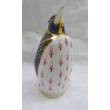 ROYAL CROWN DERBY IMARI PAPERWEIGHT - PENGUIN WITH GOLD STOPPER