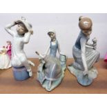 3 LLADRO FIGURES OF YOUNG GIRLS