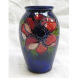 MOORCROFT ANEMONE TAPERING BALUSTER VASE - 10 CM TALL Condition Report: overall good