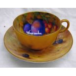 ROYAL WORCESTER FRUIT PATTERN CUP & SAUCER Condition Report: Some light scratches