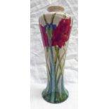 COBRIDGE STONEWARE LIMITED EDITION VASE DECORATED WITH RED FLOWERS - 26 CM TALL