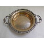 SILVER COASTER WITH 2 PIERCED WORK HANDLES,