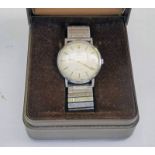 OMEGA STAINLESS STEEL GENEVE WRISTWATCH WITH CASE Condition Report: Some spotting