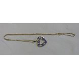 9CT GOLD AMETHYST SET HEART PENDANT ON 9CT GOLD CHAIN