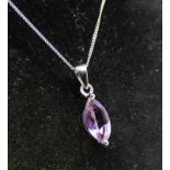 AMETHYST SET PENDANT MARKED 9K M GOLD CHAIN