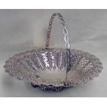 SILVER SWING HANDLED BASKET WITH PIERCED DECORATION LONDON 1889