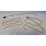 VARIOUS CULTURED PEARL NECKLACES NEEDING RESTRUNG
