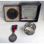 CORONATION MEDAL TO 1902 TO CAPTAIN JOHN LLOYD WILLIAM RE(V) LUSITANIA MEDALLION AND WHITE METAL