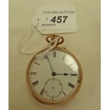 9CT GOLD OPEN FACED POCKET WATCH Condition Report: No seconds hand.