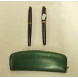 MOUNT BLANC FOUNTAIN PEN WITH 14K RIB & 1 OTHER MOUNT BLANC FOUNTAIN PEN MARKED 585 IN FITTED CASE