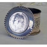 SCOTTISH SILVER PIN JAR WITH GEORGE IV COIN TO LID EDINBURGH 1896