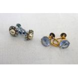 PAIR GEM SET EARRINGS & PAIR PASTE EAR RINGS