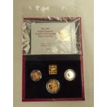 1991 3 COIN GOLD PROOF SET OF DOUBLE SOVEREIGN,