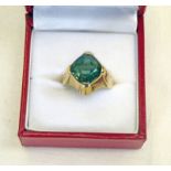 GREEN STONE RING MARKED 333