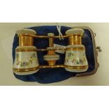 PAIR ENAMELLED & MOTHER OF PEARL OPERA GLASSES Condition Report: Enamel is in good