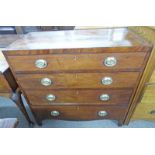 19TH CENTURY MAHOGANY CHEST OF 4 LONG DRAWERS ON BRACKET SUPPORTS 91 CM TALL