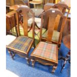 3 20TH CENTURY OAK DINING CHAIRS WITH TURNED SUPPORTS