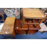 PAIR OF MAHOGANY BEDSIDE CABINETS, STANDARD LAMP, PAIR OF SPEAKERS,