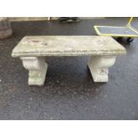 CONCRETE GARDEN BENCH DECORATED WITH MOULDED BASES