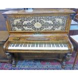 LATE 19TH/EARLY 20TH CENTURY WALNUT UPRIGHT PIANO BY KIRKMAN,